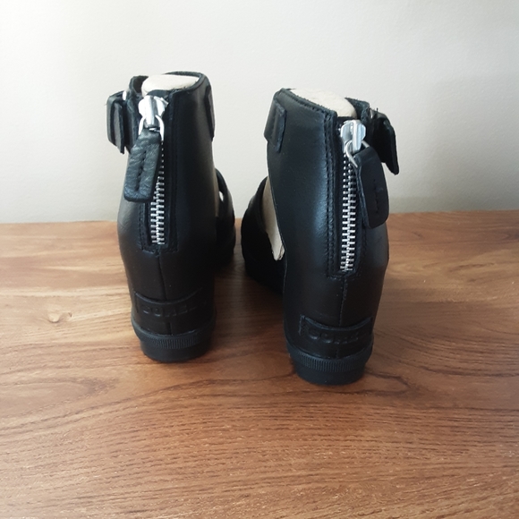 Sorel Joanie ll Black Leather Wedge Sandals Women - Picture 6 of 7